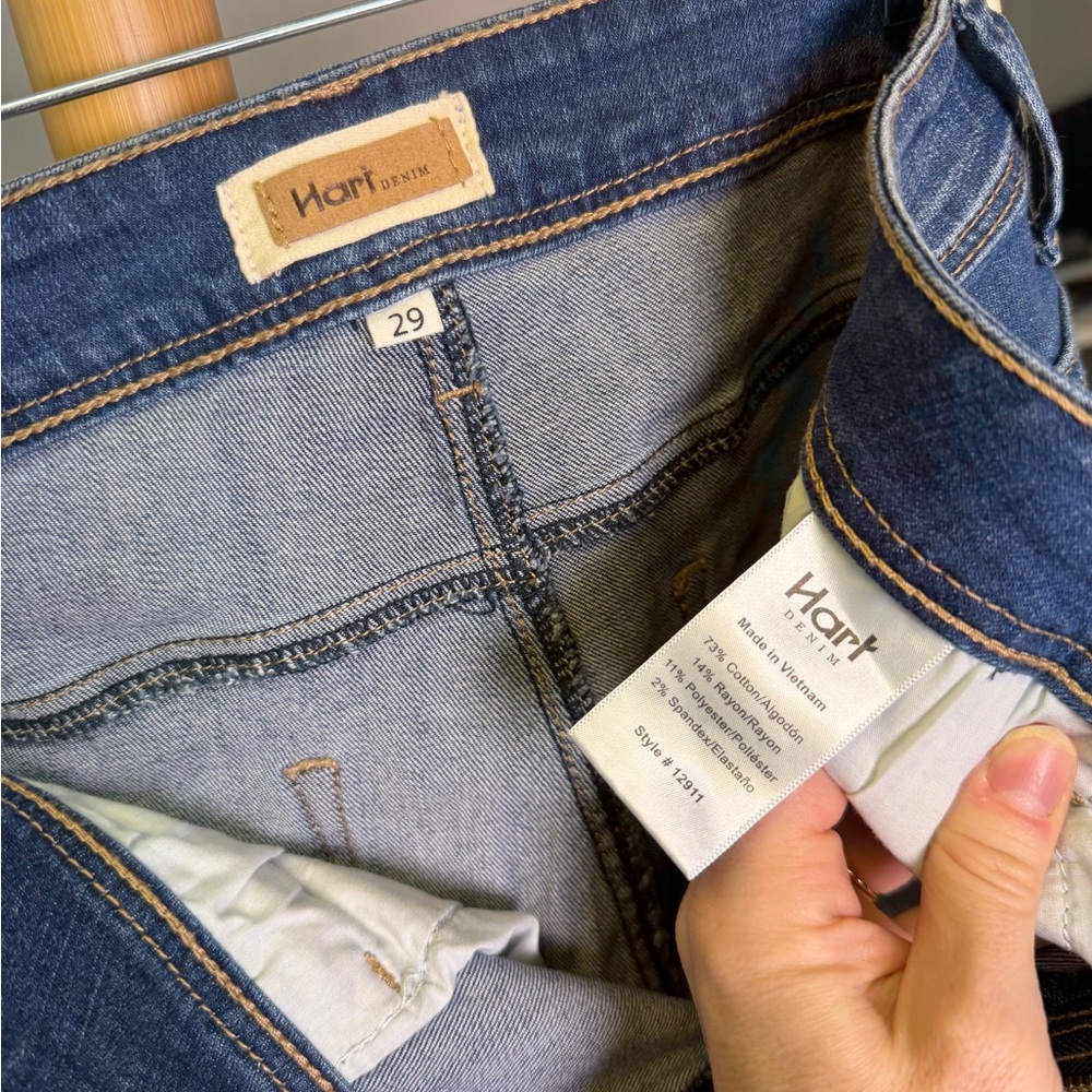 NWT Hart Denim cropped wide leg jean with dark wash raw hem Sz 29 - Picture 7 of 7